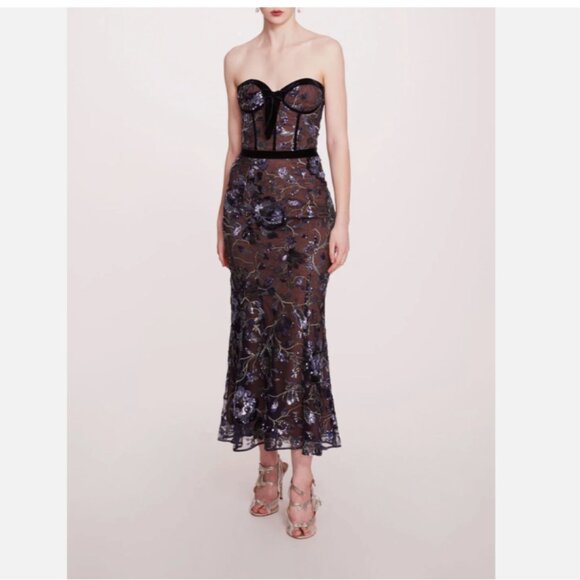 Marchesa Climbing Vines Midi Dress - Picture 1 of 4